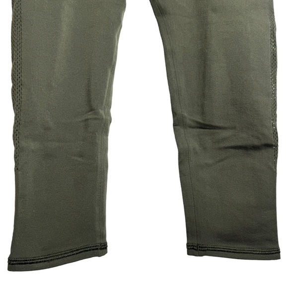 Lululemon Reveal Crop Dark Olive Green Mesh Panels Stretchy Leggings XS - Picture 4 of 13